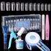 Perfect Summer Nail Tips And Glue Gel Kit,Square Medium Gel X Nails 504PCS With UV Light,Soft Extension Gelx Nail Kit DIY Nail Salon For Starter