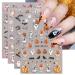 JMEOWIO 3D Embossed Halloween Nail Art Stickers Decals Self-Adhesive 5D Cute Yellow Star Ghost Pumpkin Nail Supplies Nail Art Design Decoration Accessories 4 Sheets