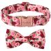 Unique Style Paw's dog collar pink peonies dog collar adjustable comfortable fly neck made of cotton for young girls dogs fly collar with metal buckle M neck 13.5-22in m peonies