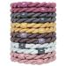 COZEASY 12 pcs Assorted Elastic Hair Ties  No-Metal Gentle Secure Hold Ponytail Holders  No Damage or Snagging Braided Hair Bands  Perfect for Girls and Women with Thick or Curly Hair (Multicolor 17) 2. Cherry  Grey  Yel...
