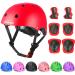 KAMUGO Kids Adjustable Helmet, with Sports Protective Gear Set Knee Elbow Wrist Pads for Toddler Age 3-8 Boys Girls, Bike Skateboard Hoverboard Scooter Rollerblading Helmet Set red