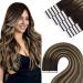 Youngsee Tape Extensions real hair ombre 35cm tape in extensions dark brown ombre ashblond tape in extensions real hair seamless real hair extensions tape balayage tape real hair for women 50g #4/18/4 35 cm 3- #4/18/4