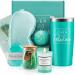 Aimego Birthday Gifts for Women Girls - Happy Unique Gifts Ideas Spa Basket for Women Sister Mom Wife Female Presents for Best Friend Girlfriend Her Christmas Valentines Day Relaxation Gift Set Multi-01-Teal Blue 8 Piece Bath Set
