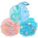 SAMEAT Loofah Sponge Soft Mesh Shower Puff 75g/pc Exfoliating Bath Sponge Body Scrubber for Women and Men Bath Accessories(3Pcs)