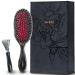MISEL Boar Bristle Hair Brush and Brush Cleaner Bundle for Women and Men | Detangles Thin or Thick Natural Hair and Hair Extensions | Reduces Breakage | Great for Natural and Straight Hair | Medium Medium-combo black