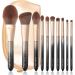 Deluxe Glitter Bionic Fox Hair Makeup Brush Set by Luxury ENZO KEN with Gold Travel Bag, Bedazzled Glittery Eye Eyeshadow Brush Set, Luxe Black Essential Brushes Pack- Bling Face Contour Bronzer Concealer Complete Cosmetic…