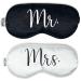 Ethisa Mr and Mrs Sleep Mask - Blindfold Wedding Games for Reception - Groom and Bride Eye Mask for Couples - Wedding Night Bride to Be Sleep Mask - Honeymoon Just Married Black and White Gift Set