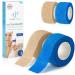 Finger pavement self -adhering - 4x pavement roll blue + skin color (2.5cm x 4.5m) - bandage self -adhesive - elastic tape waterproof - dust fat and dirt -repaying paving tape 2x blue + 2x skin colors 4 pieces (2.5 x 450 cm)