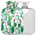 NAANLE hot water bottle with cover watercolor cactus flower transparent hot water bottle 1 l hot water bottle for menstrual cramps pain relief handfoot heat and cold therapy