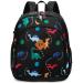 JinBeryl Toddler Backpack for Boys, 12 Inch Kids Dinosaur Backpack for Preschool or Kindergarten, Black Black Mini