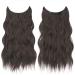 FESHFEN Invisible Wire Hair Extensions | Adjustable Size with 2 Secure Clips | Long Wavy Synthetic Hairpiece 20 Inch | Black Brown - Buy Online on GoSupps.com