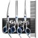 GLADOG Professional Grooming Scissors for Dogs with Safety Round Tips, 5 in 1 Dog Grooming Scissors Set, Sharp and Durable Pet Grooming Shears for Dogs and Cats
