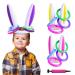 CREPRO 3 Pack Inflatable Bunny Easter Ring Toss Game Easter Rabbit Ears Hat with Rings Toss Funny Games Inflatable Toys Gift for Kid Family School Party Favor Indoor Outdoor Toss Game