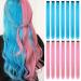 16Pcs Colored Clip in Hair Extensions 22 Inch Colorful Highlights Hairpieces Straight & Long Heat-Resistant Synthetic Hair Accessories for Kid Girls Women Party Hair Decor-Pink+Sky Blue Light Blue+Red