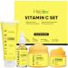 Vitamin C Skincare Set Hydrating Facial Cleanser Exfoliating Body Scrub Face Cream & Anti Aging Serum Vit C Reduces Dullness Fine Lines Wrinkles Dark Circles Travel Kit for Youthful Skin