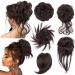 FnyPretty 5 PCS Messy Bun Hair Piece Hair Bun Hair pieces for women Tousled Updo Messy Curly Hair Pieces Hair Extensions Ponytail Elastic Easy Scrunchies Hairpiece(6A Dark Brown) 7.5 Inch 6A Dark Brown