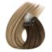 Ugeat Real Hair Microring Extensions - Ombre Brown to Bleach Blonde - 50cm 50g Balayage Micro Loop #4/6/613 - Buy Online on GoSupps.com