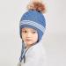 LANGZHEN Toddler Kids Winter Earflap Knit Hat with Fleece Lining - Blue Pompon | 1-2 Years - Buy Online on GoSupps.com