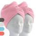 ELEXACARE hair turban turban towel with button (2 pieces pink/ros ) microfiber towel for head and long hair 2x ros (pink)