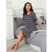Sykooria Women's Maternity Nightdress Breastfeeding Nightwear - Short Sleeve Nursing Nightgown in Stripe Dark Blue XL - Buy Online on GoSupps.com