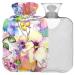 NAANLE hot hot water bottle with cover watercolor spring flower transparent hot water bottle hot water bottle to relieve back pain palm heaters neck-hot and cold therapy 2 l