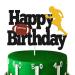 Football Cake Topper Rugby Ball Happy Birthday Cake Decorations for Man Kids Boy Girl Sport Game Day Super Bowl Touchdown Themed Party Supplies Black Sparkle Decor
