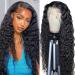 Water Wave Lace Front Wigs Human Hair MSGEM 13x4 Lace Front Wig Human Hair Wigs for Black Women 22 inch 180% Density Wet and Wavy Human Hair Wig Pre Plucked with Baby Hair Natural Color 22" 13x4 Water Wave Wig