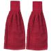 Kovot Set of 2 Cotton Hanging Tie Towels | Include (2) Hanging Towels That Latch with Hook & Loop (Red)