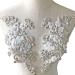 Sparkling Rhinestone Applique Mirror Pair Beaded Crystal Embroidery Floral Patch Bling Accent for Wedding Dress Evening Gown White Color 2 pieces White