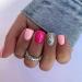 Short False Nails Square Press on Nails Cute Red and Pink Fake Nails Silver Glitter Design Glue on Nails Acrylic 24 Pcs Stick on Nails for Women Girls style24