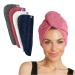 Turbie Twist Microfiber Hair Towel Wrap for Women and Men | 4 Pack | Bathroom Essential Accessories | Quick Dry Hair Turban for Drying Curly, Long & Thick Hair (Pink, Blue, Grey, White) Classics