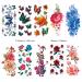 Flowers Roses Butterflies Temporary Tattoos - 42 Sheets Body Art Stickers for Women, Girls, Kids - Buy Online on GoSupps.com