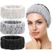 3 Pieces Spa Facial Headband for Makeup and Washing Face Terry Cloth Hairband Yoga Sports Shower Facial Elastic Head Band Wrap for Girls and Women (Black, White, Light Grey) White,Grey
