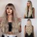 Testar 28 inch ombre blonde wig with pony long blonde wigs natural curly wavy artificial hair sweet wigs for everyday/halloween/party/cosplay natural blonde
