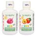 Go Healthy Liquid Multivitamin for Kids 2 Pack Bundle 1 Raspberry Bottle and 1 Peach Mango Bottle