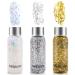 3 Bottle glitter for face body festival glitter face body glitter gel holographic chunky glitter glitter make -up for music festival masquerade Halloween Christmas (white/gold/silver)