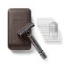 St rtebekker Premium Razor Hobel in Handmade Leather Etui |Razor set with 10 razor blades travel etui and built-in mirror |Wet razier in a vintage look with 2-page blade head black-caf