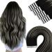 Youngsee real hair Extensions tape ombre 40cm tape in extensions real hair black balayage silver tape extensions ombre real hair tape in extensions seamless tape hair extensions 50g 20pcs #1b/s/1b 40 cm 3- #1b/silver/1b