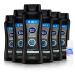 White Rain Mens Body Wash 3 in 1 Shampoo Conditioner Body Wash - Ocean Wave 18oz Bottles 6 Pack - Fresh Smelling Body Wash For Men - Includes Travel Shampoo Bottle