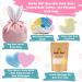 Exam Gifts - Pink Velvet Bag with Bunny Ears Including Lemon Meringue Pie Bath Dust Girls Bath Bombs x3 and Yellow Duck Soap Bath Set - Buy Online on GoSupps.com