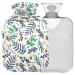 NAANLE hot water bottle with watercolor leaves flowers with reference transparent hot water bottle 2 l large warm head for bed hand feet warmer pain relief heat and cold therapy