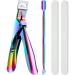 Nail Clipper for Acrylic Nails Nail Cutters Trimmer with Cuticle Pusher Spoon Nail Cleaner and 2 Pieces Nail Files Manicure Tools for Artificial Nail (Black)(Rainbow)