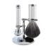 3-piece safety razor set chrome double-sided shaving brush black synthetic fibre with stand chrome-plated