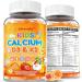 Kids Calcium Gummies with Vitamin D3 K2 - Calcium Citrate with Magnesium, Zinc, Omega-3 and Probiotics for Kids Bone Health, Digestive & Development Support - Sugar Free Gummies, Non-GMO, Vegan Strawberry 60 Count (Pack of 2)