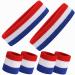 Sweatbands for Man Sports Sweatband Set with 2PCS Headbands and 2 Pair Wristbands for Outdoor Indoor Activies AMind4U blue/white/red