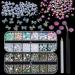 KIMSHINY 3D Flowers Bear Nail Charms Set  2320pcs Flat Back Glass Nail Art Rhinestones Mixed Size 2-5mm ABS Nail Pearls Nail Gems and Rhinestones for Crafts DIY Jewelry Accessories Wax Pen Tweezers Flower Charms