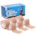 Superbe Kinesio-Tape and Physio-Tape (pack with 3 rollers) kinesiological tape for athletics pain relief recovery and physiotherapy 5 cm x 5 m (beige)