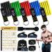 Resistance bands resistance tapes set 5 fitness straps expander tube bands fitness band with a large handle ankle strap door attachment base bag ideal for pilates strength training physiotherapy 150LBS color