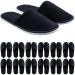 Geyoga 12 Pairs Spa Slippers Closed Toe Hotel Slippers Guest Slippers Unisex Fluffy Coral Fleece Disposable Slipper Soft Comfortable Indoor Slippers Padded Sole for Home Hotel Leisure Travel Black