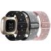 3-Pack Elastic Nylon Bands Compatible with Fitbit Versa 3/Fitbit Sense, Soft Adjustable Breathable Sport Replacement Wristbands Straps for Women Men Elastic Nylon: Shiny Black/ Silver/ Pink